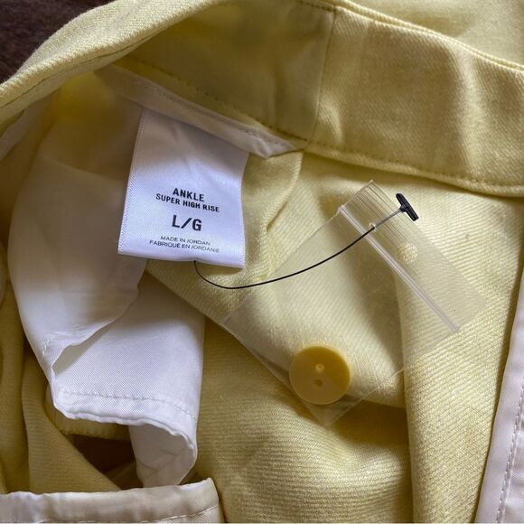 Express Pants Super High Rise Yellow Large Stretch NEW Statement - Picture 4 of 12